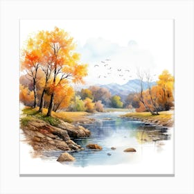 Watercolor Of Autumn Trees 7 Canvas Print