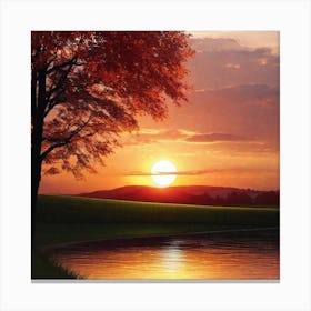 Sunset Over A Lake 15 Canvas Print