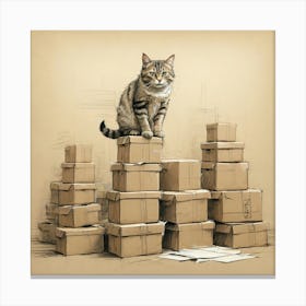 Cat On Boxes Canvas Print Canvas Print