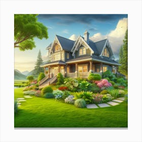 Landscape House In The Countryside Canvas Print