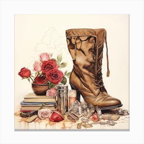 Boots And Roses 4 Canvas Print