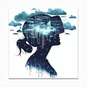 Woman In Vr Headset.Generated AI. Wall Art Print Canvas Print