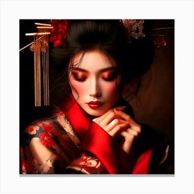 Japan Traditional Geisha Illustration By Ad 50 Canvas Print