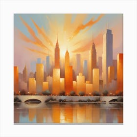 Sunset Over New York City Canvas Print