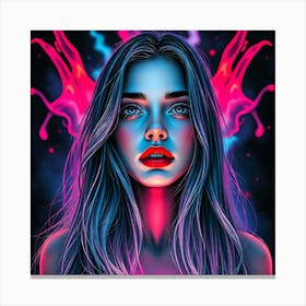 Girl in Vivid Color Splash Canvas Print