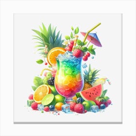 Tropical Fruit Cocktail Canvas Print