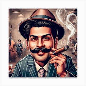 Man Smoking Cigar Canvas Print