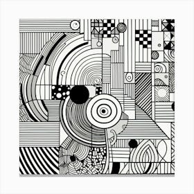 Sketch In Black And White Line Art 6 Canvas Print