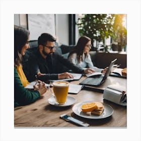 Group Of People At A Table Canvas Print