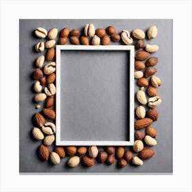 Frame With Nuts On Gray Background Canvas Print