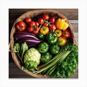 Vegetables In A Basket Canvas Print