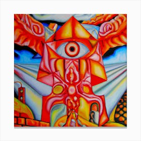 An Cubism Oil Painting Of Heaven, Hell Canvas Print