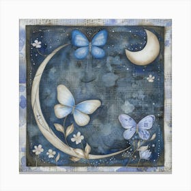 Moon And Butterflies 2 Canvas Print