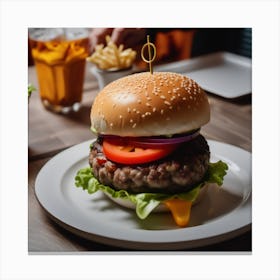 Hamburger On A Plate 72 Canvas Print