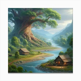 Majestic Riverside Tree Canvas Print