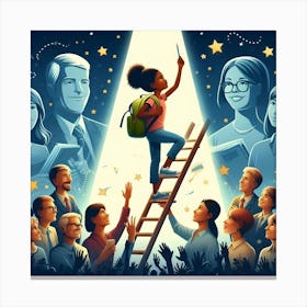 Illustration Of A Child Reaching For The Stars Canvas Print