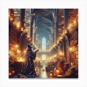 Wizard In A Library Canvas Print