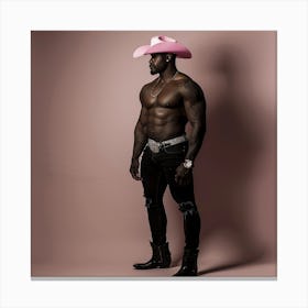 Bad black Sexy Cowboy In Pink Hat Canvas Print