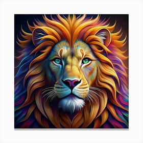 Colorful Lion With Green Eyes Canvas Print