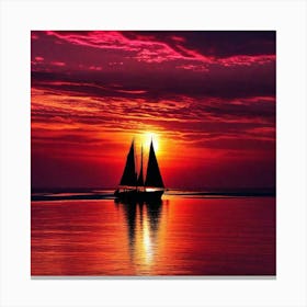 Sailboat At Sunset 12 Canvas Print