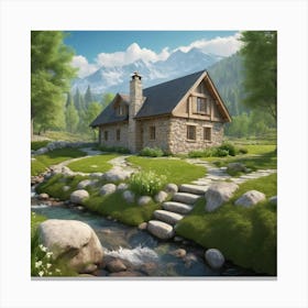 Cottage In The Mountains 6 Canvas Print