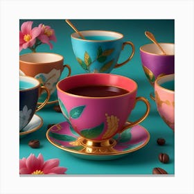 Teacups And Saucers Canvas Print