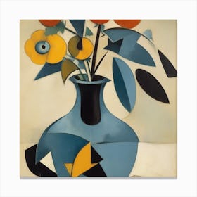 Flowers In A Blue Vase Canvas Print