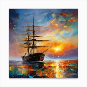 Sailboat At Sunset 4 Canvas Print