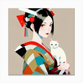 Japanese woman-cat 3 Canvas Print