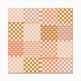 Blush Pink Checkered Pattern Canvas Print