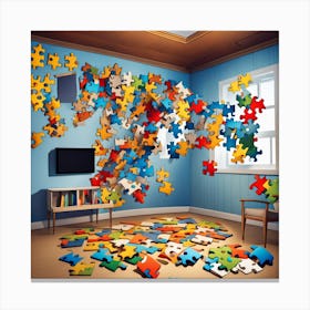 Puzzle Pieces In A Room Canvas Print