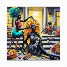 'Black Hair' 3 Canvas Print