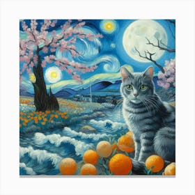 Cat In The Oranges Canvas Print