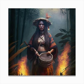 Asian Woman In The Forest 1 Canvas Print