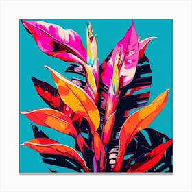 Andy Warhol Style Pop Art Flowers Heliconia 4 Square Canvas Print