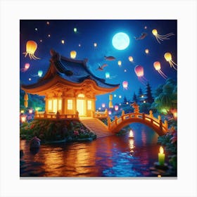 Chinese Lanterns At Night Canvas Print