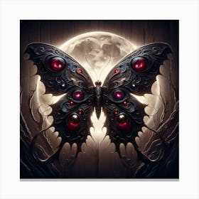 Dark Gothic Butterfly Over Moon Canvas Print