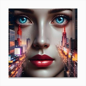 Futuristic Woman With Blue Eyes Canvas Print