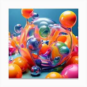 3d Bubbles Colors Dimensional Objects Illustrations Shapes Plants Vibrant Textured Spheric (16) Canvas Print