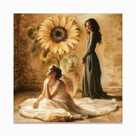 A Captivating Indoor Scene Featuring Two Women Canvas Print