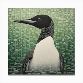 Ohara Koson Inspired Bird Painting Loon 4 Square Canvas Print