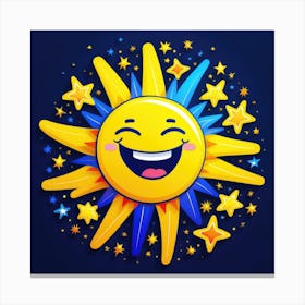 Lovely smiling sun on a blue gradient background 99 Canvas Print