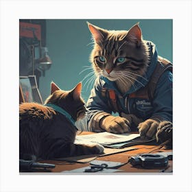 Cat And A Man Canvas Print