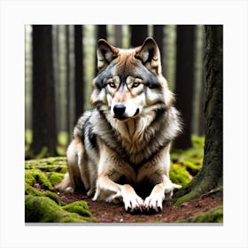 Wolf In The Forest 45 Canvas Print