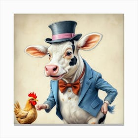 Cow In Top Hat Canvas Print