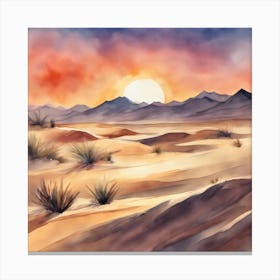 761477 Watercolor Painting Of A Desert Landscape, With Sa Xl 1024 V1 0 Canvas Print