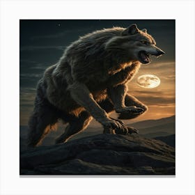 Default A Dynamic And Courageous Werewolf Standing Atop A Rugg 0 Canvas Print