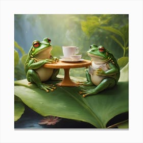 Frogs And Tea Canvas Print