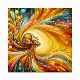 A visualization representing immense joy. Use vibrant colors, such as yellows and oranges, coming together in dynamic shapes to convey joy and celebration. 3 Canvas Print