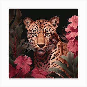 Leopard 4 Pink Jungle Animal Portrait Canvas Print